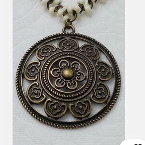 Cookie Lee Cream and Bronze Style Necklace with Pendant